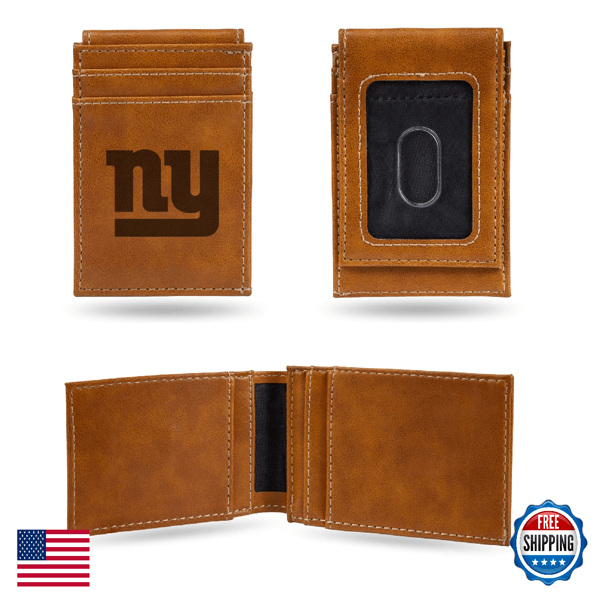 Rico NFL New York Giants Laser Engraved Front Pocket Wallet 2.75x4 - Image 1