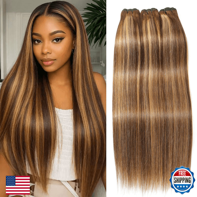 Yesbase P4/27 Highlight Brown Human Hair Bundles 16A Raw Straight Bundles Human - Image 1