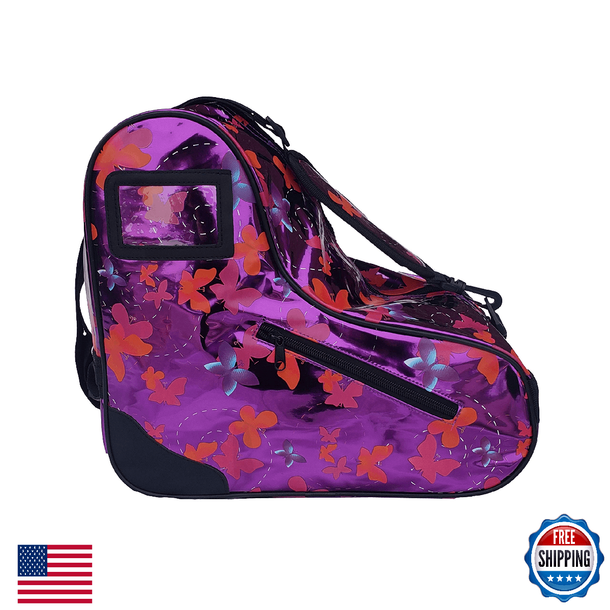 Epic Skates Butterfly Quad Roller Skate Bag - Purple Hearts & Butterflies - Image 1