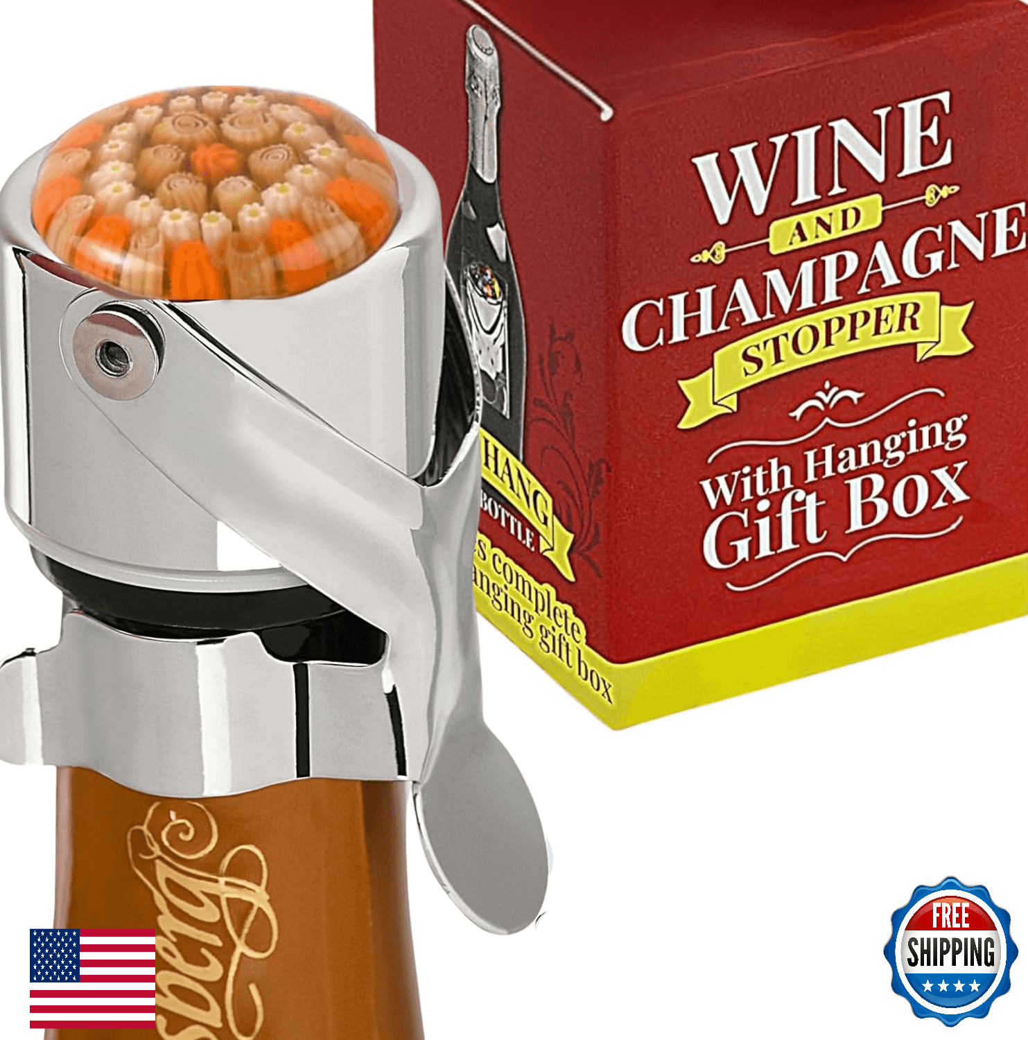 Wine & Champagne Stopper - Patented Self-Tightening Seal, Preserves Bubbles 11 D - Image 1