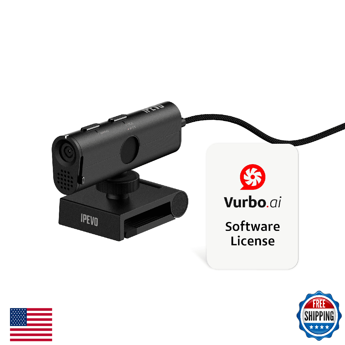 IPEVO VurboCam 4K Vurbo.ai-Powered Webcam, Ultra HD 13MP USB Camera for PC/Mac, - Image 1