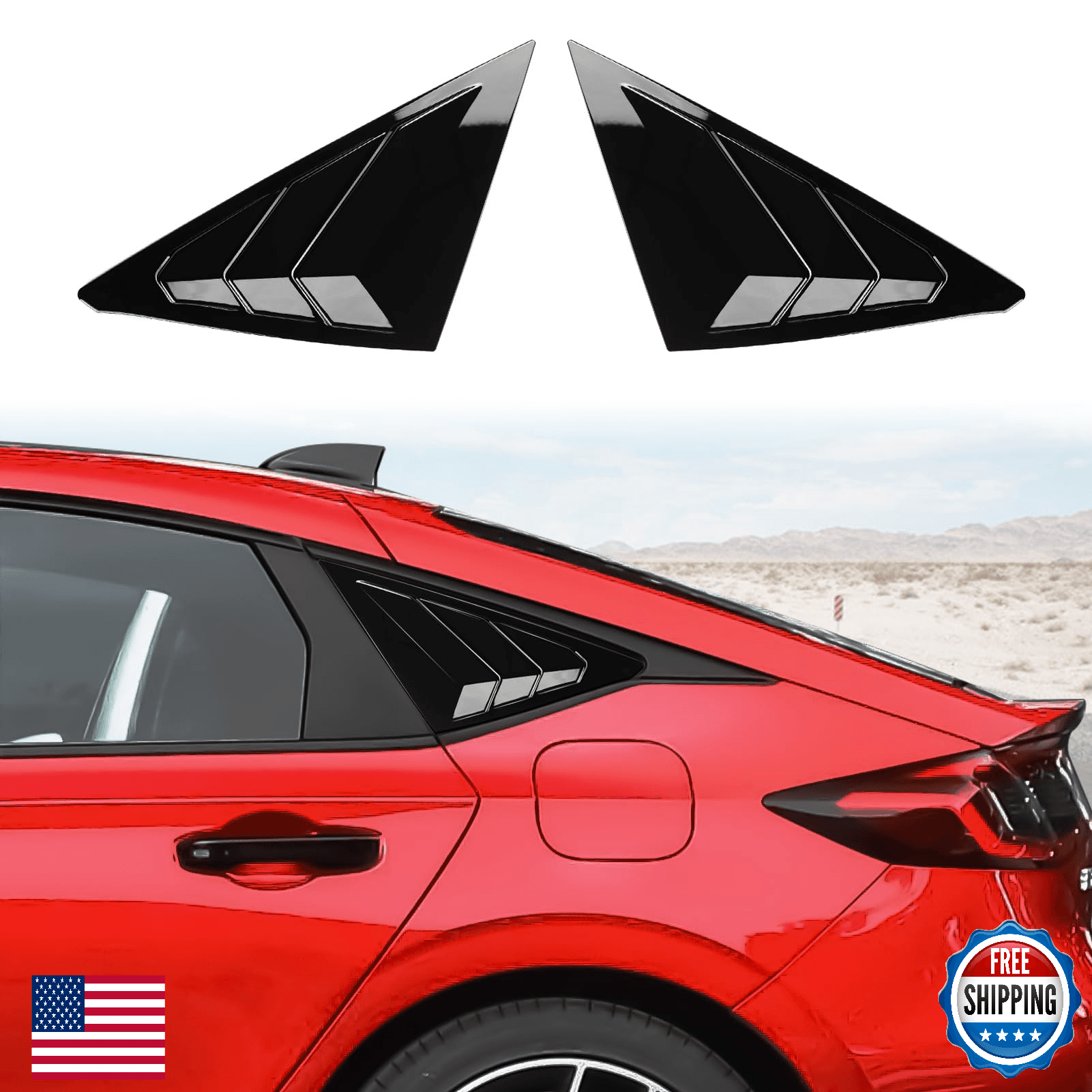 CKE Side Window Louvers for 11th Gen Honda Civic Hatchback 2022-2026 - Image 1