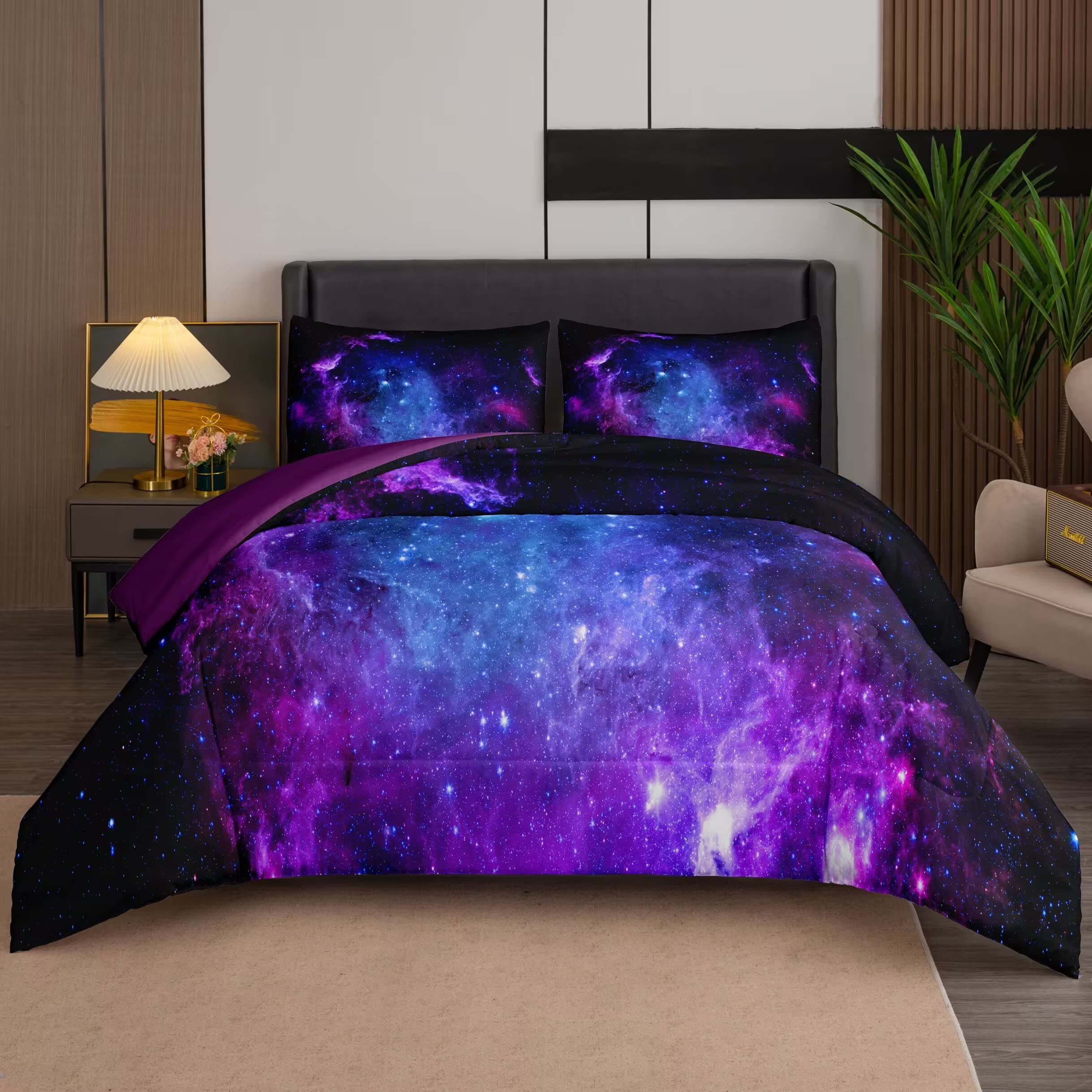 NINENINE Galaxy Bedding Full Size Comforter Set for Girls Space Theme - Image 1