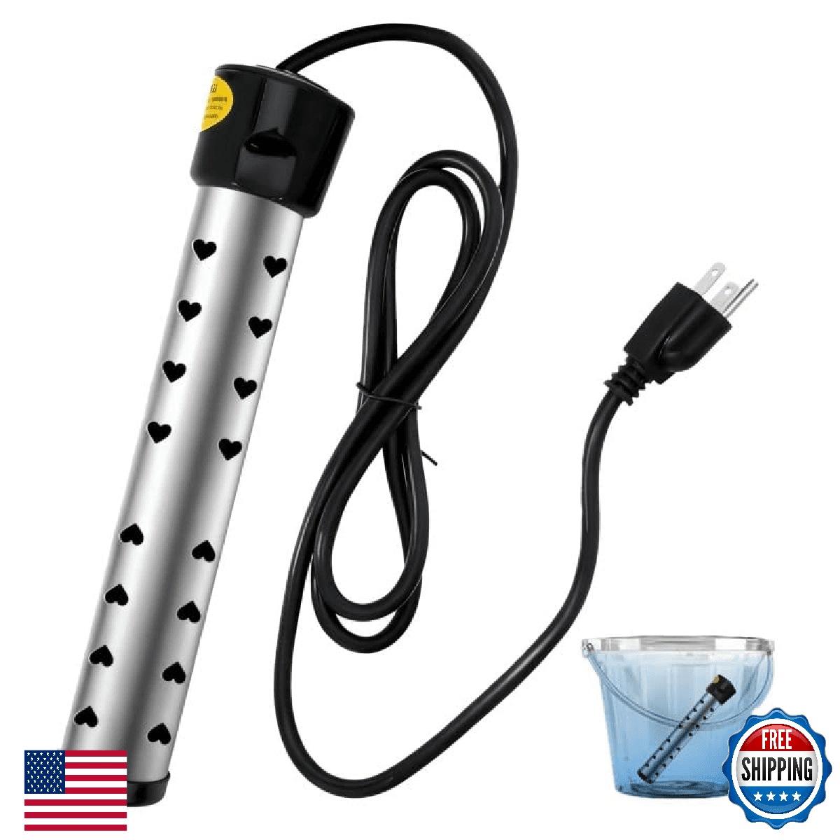 Electric Water Heater 2000W Portable Fast Heating Stainless Steel Guard Digital - Image 1