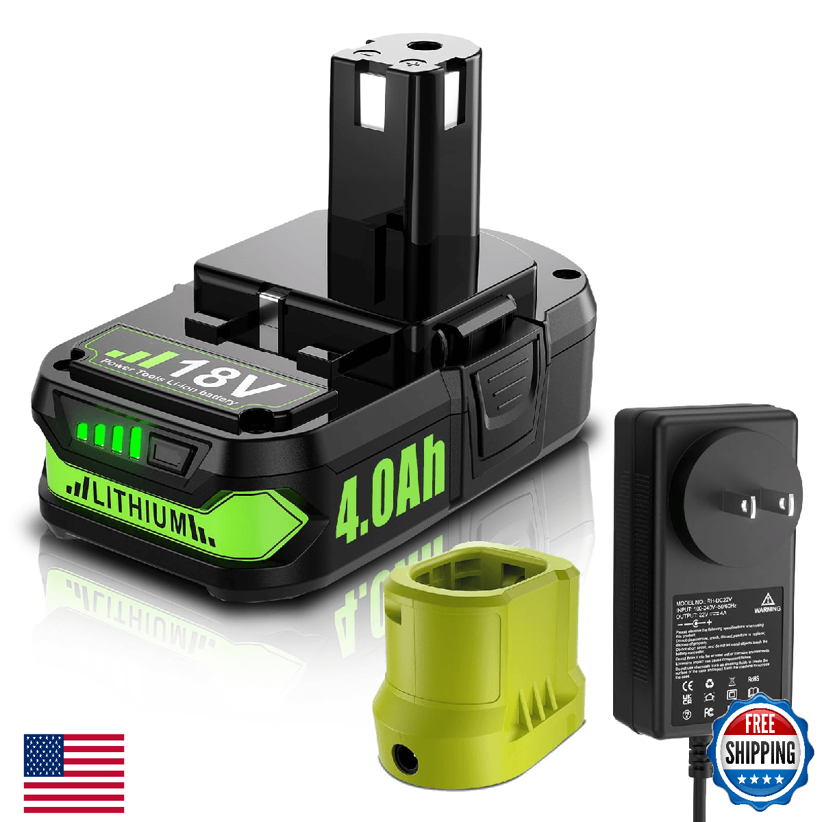 TURPOW Upgraded 4.0Ah Replacement for Ryobi 18V Battery Lithium and Charger Comp - Image 1