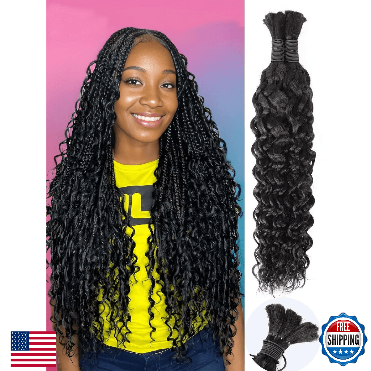 Human Braiding Hair 100g 16 Inch Water Wave Bulk Human Hair for Braiding Deep No - Image 1
