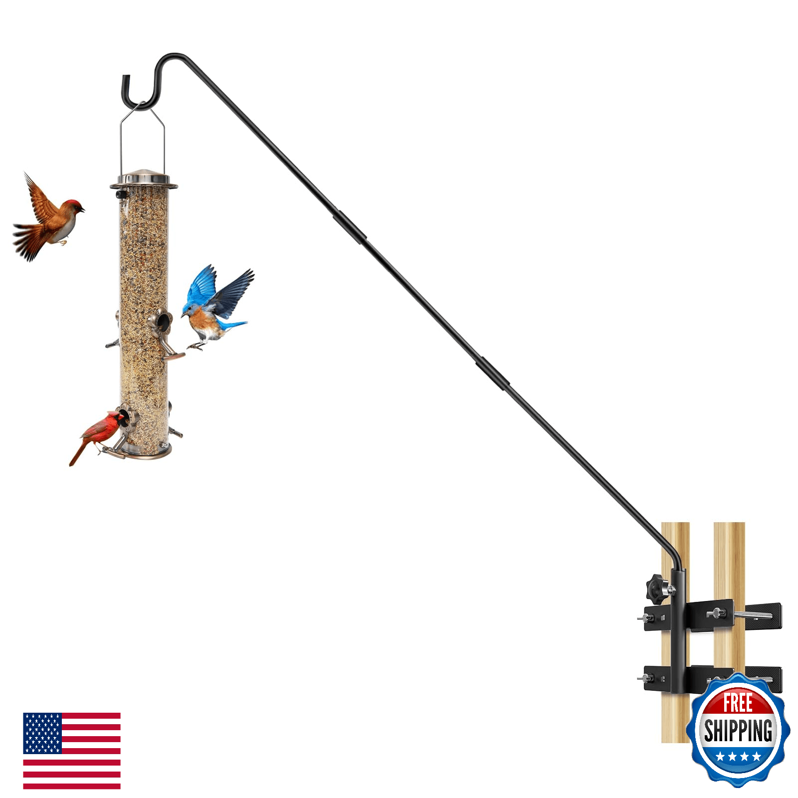 IVOODi Heavy Duty Deck Hook-Deck Railing Plant Hanger, 29 to 43 Inch Extended Bi - Image 1