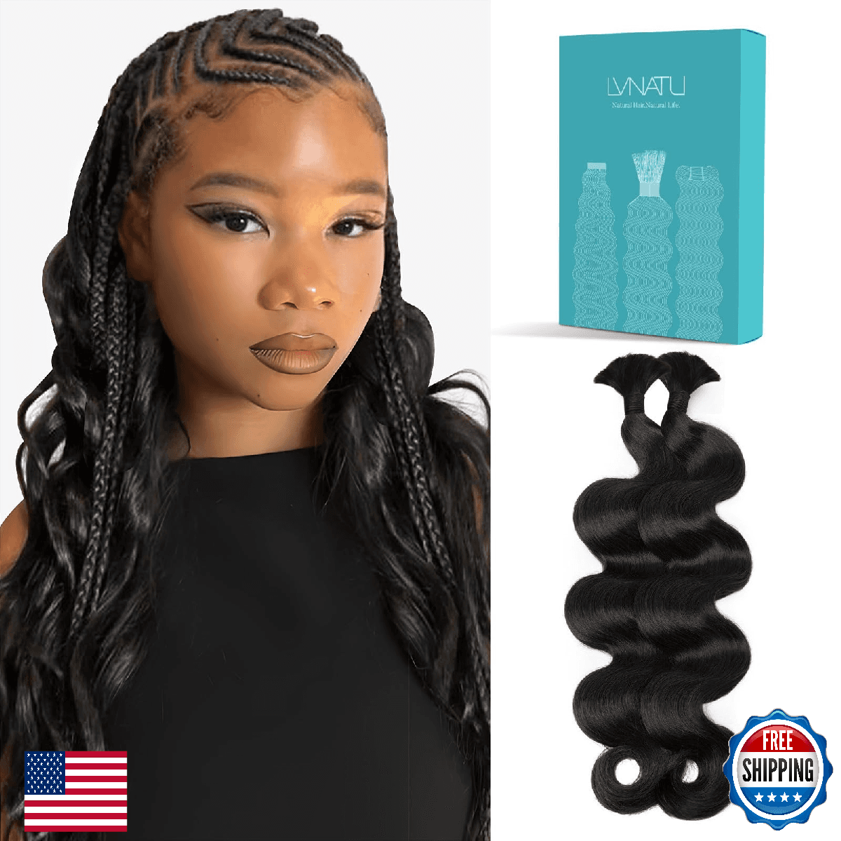 Lvnatu Body Wave Human Hair 16 Inch 100g Jet Black - Image 1