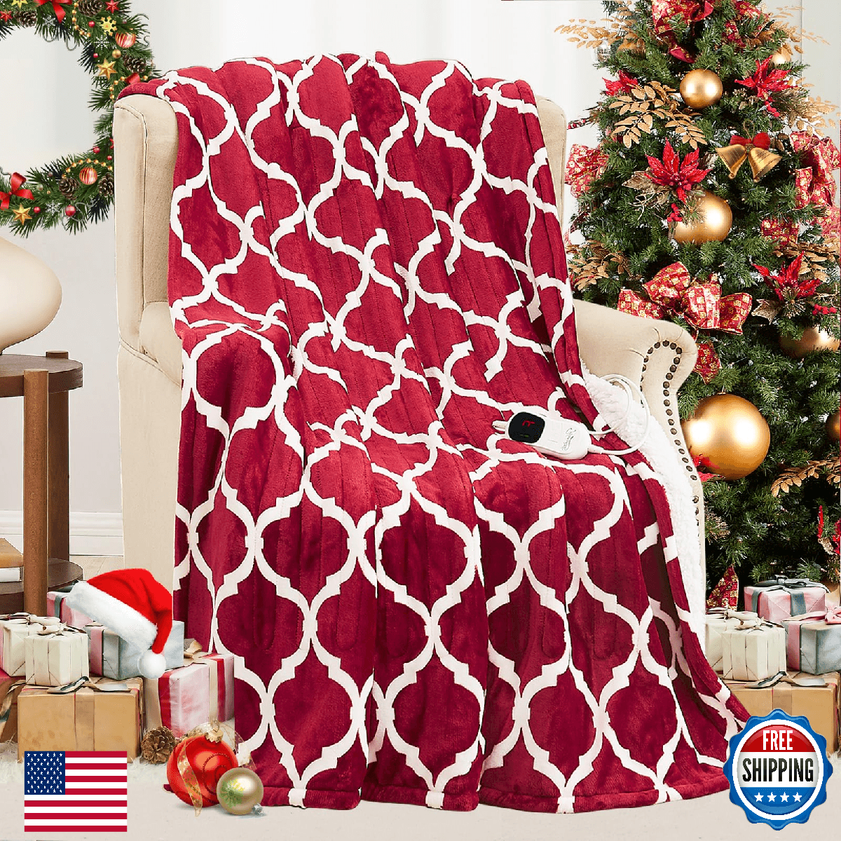 Homemate Heated Blanket Electric Twin Size - 62“x84“ Heating Blanket with 10 Fas - Image 1