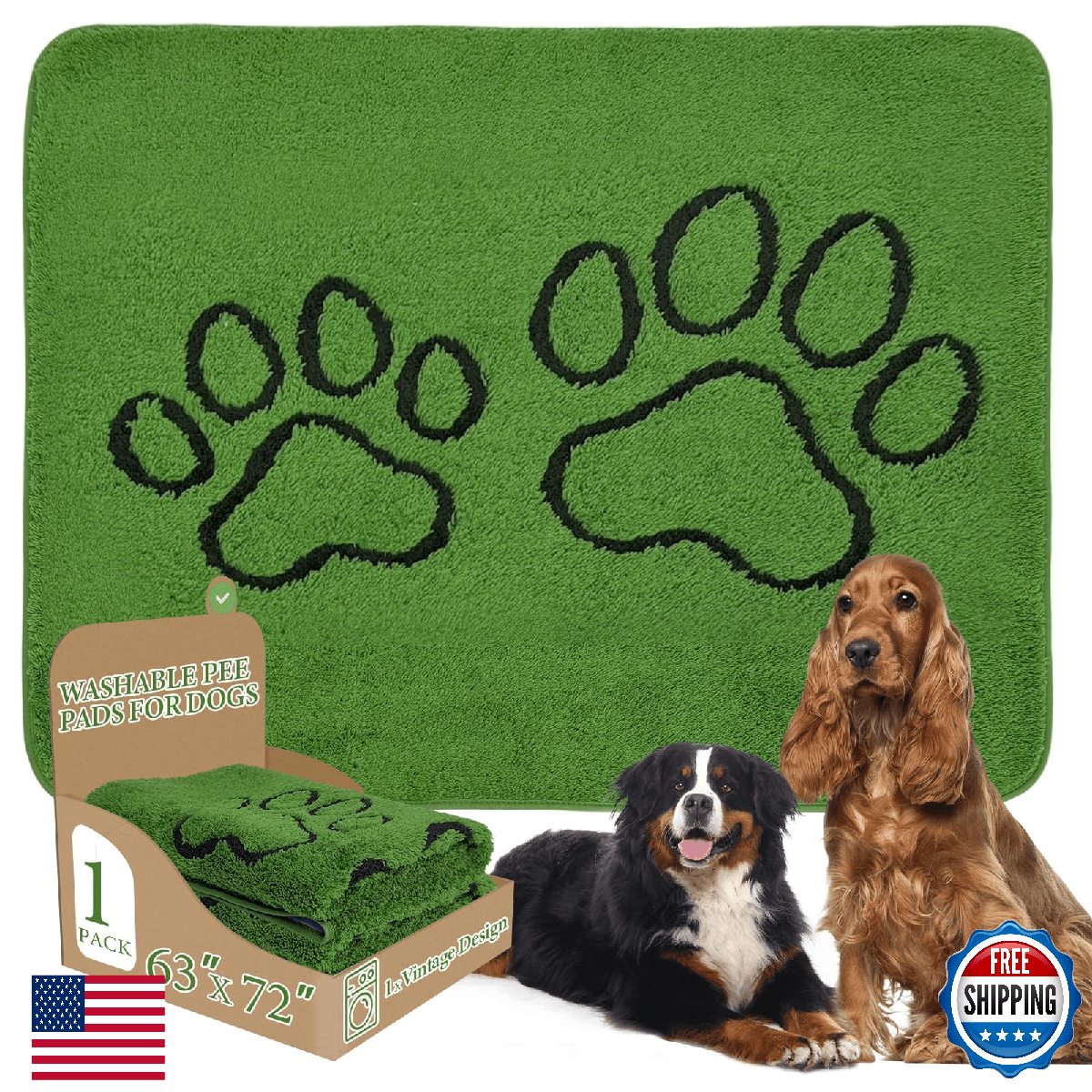 Homimp Washable Pee Pads for Dogs, 1 Pack Super Absorbent Reusable Puppy Pads,Gr - Image 1