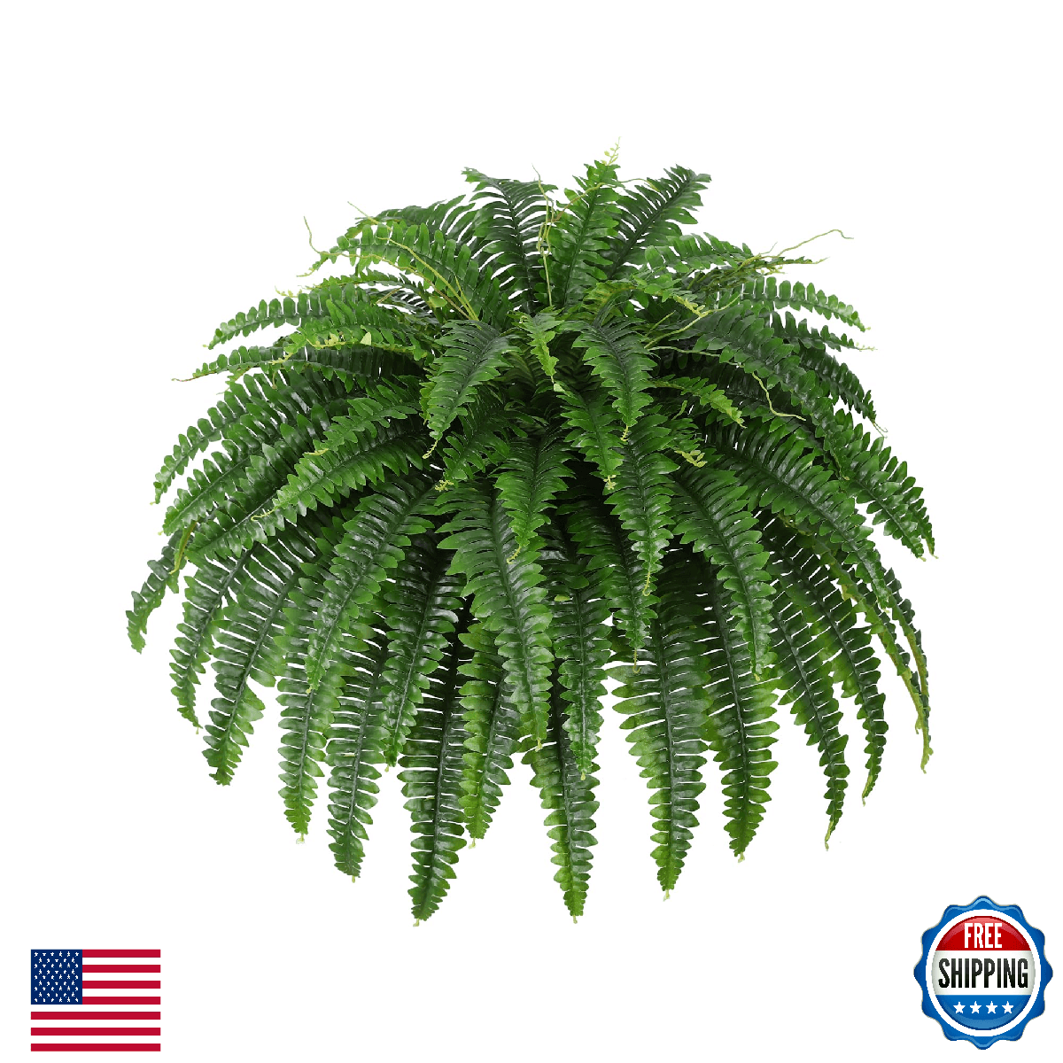 Dkaltm Single Silky Artificial Boston Fern Bush, 43Inch Large Artificial Ferns f - Image 1