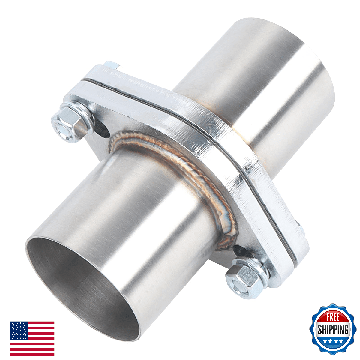 LCGP 2.5" ID to 2.5" OD Stainless Steel Exhaust Flange Repair Pipe Kit Gasket - Image 1