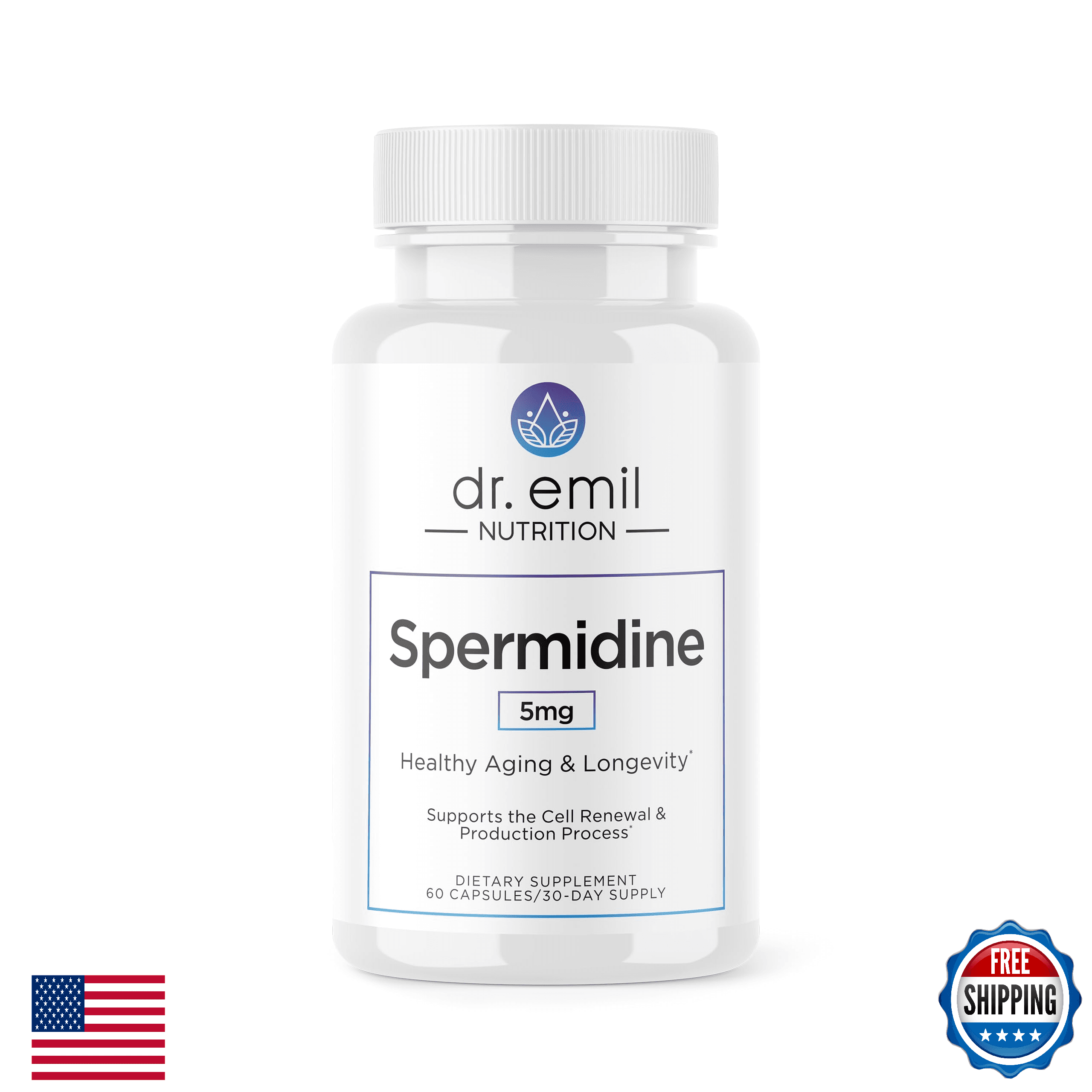 Dr. Emil Nutrition Spermidine 5mg Supplement for Men & Women - Healthy Aging - Image 1