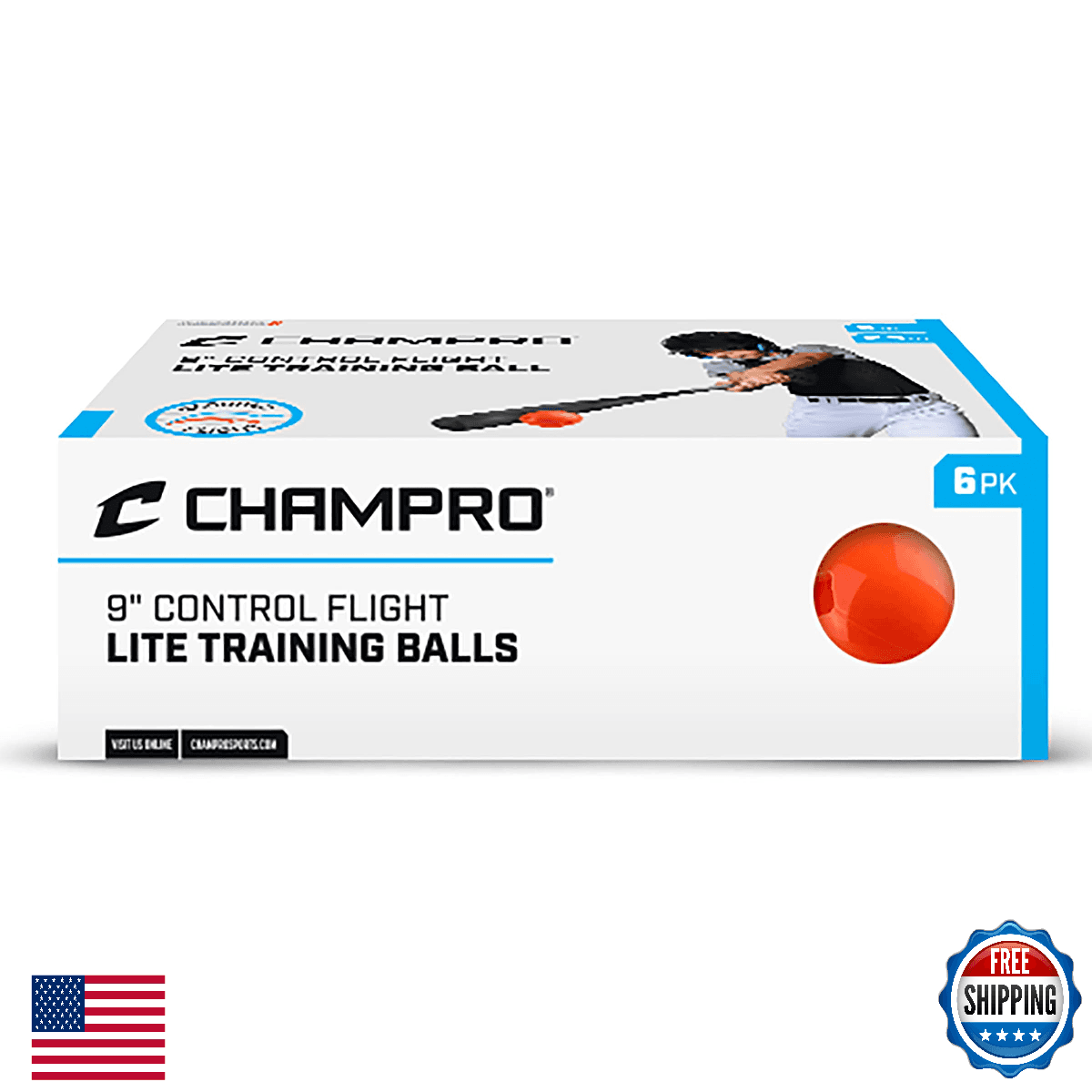 CHAMPRO Lite Control Flight 9" Training Baseballs, 6 Pack for Batting Practice - Image 1