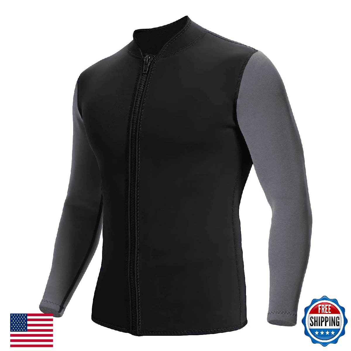 REALON Women Men Top Wetsuit Jacket, 2mm 3mm Neoprene Swim Wet Suit Shirt Long S - Image 1