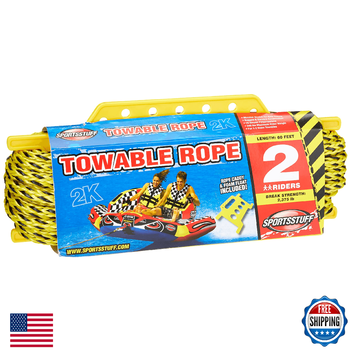 SportsStuff 4K Towable Rope w/Caddy - 1-4 Rider Tube Compatible (80 Characters) - Image 1