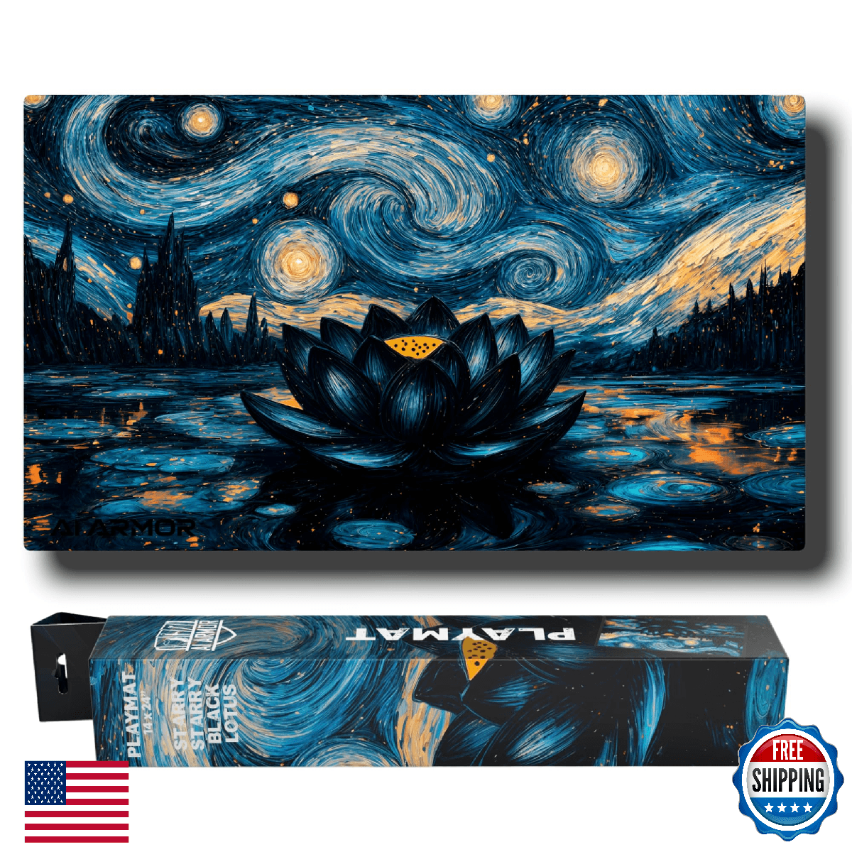 Realm Guard - 14x24 TCG/MTG Playmat (Starry Starry Black Lotus) - Image 1