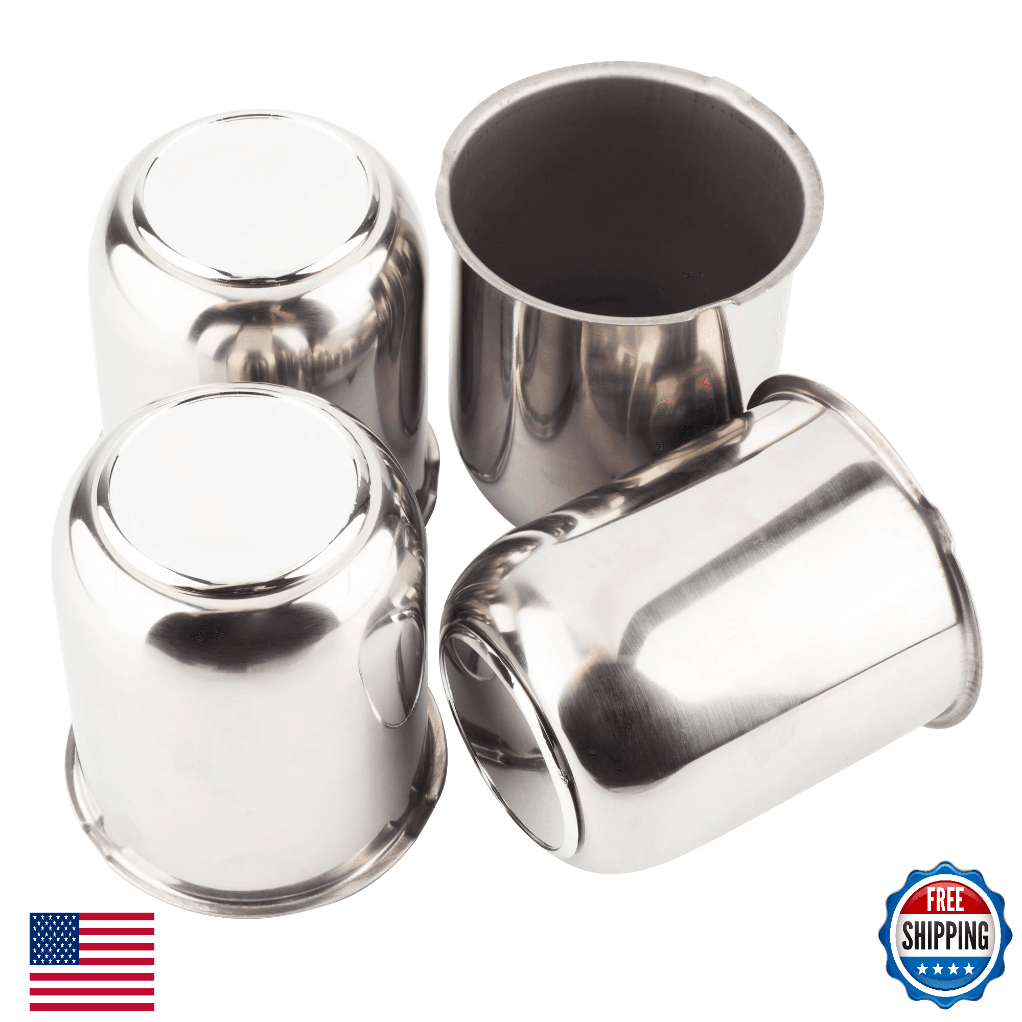 Rheedal 4Pcs 3.19inch Stainless Trailer Wheel Center Caps Push Through 3.19" Bor - Image 1