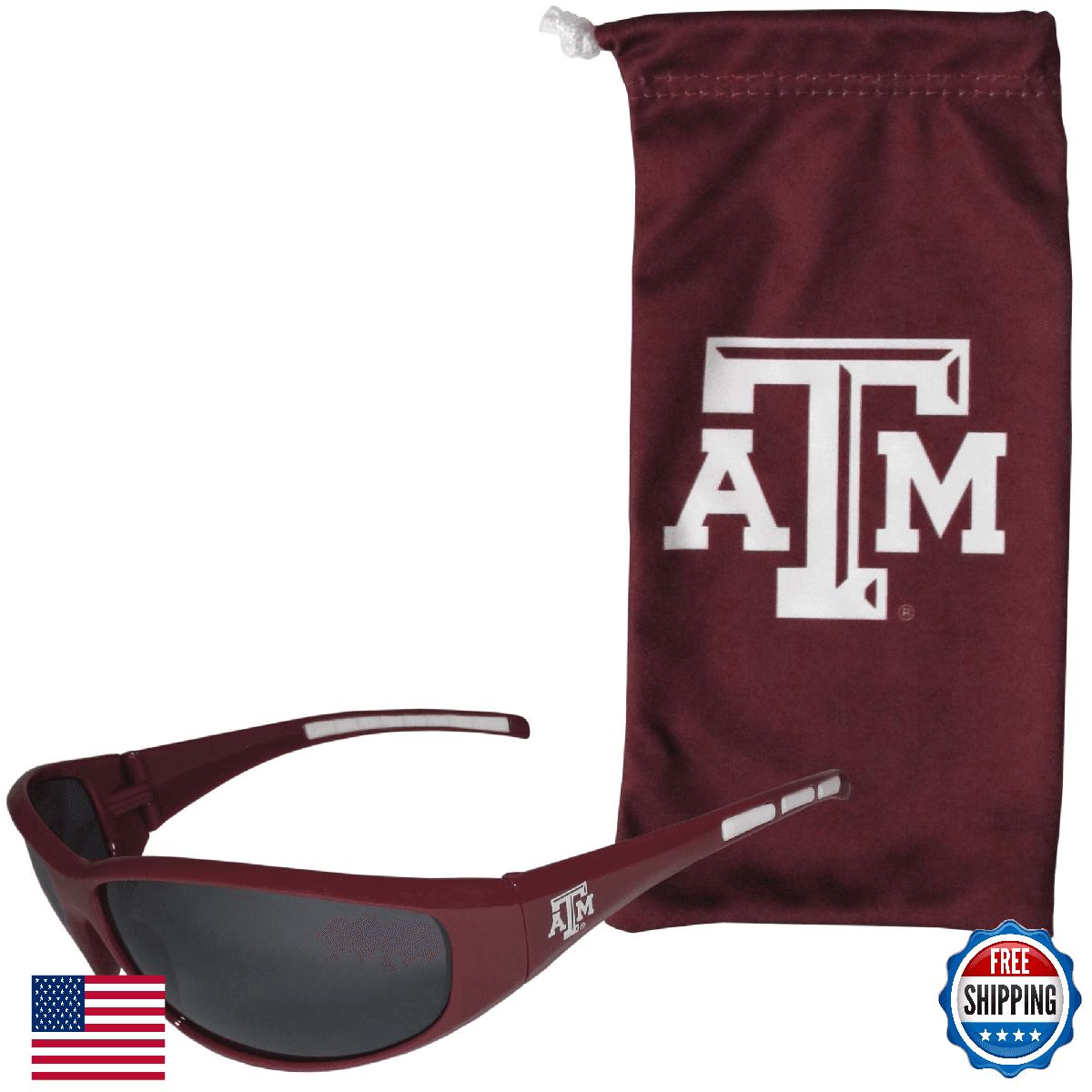 Siskiyou Sports NCAA Texas A&M Aggies Adult Sunglasses & Bag Set, Red, One Size - Image 1