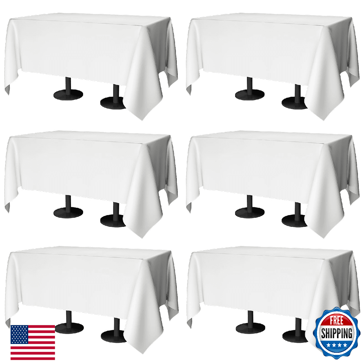 Winwingo 60x84 Table Cloth - 6 Pack Rectangular Black Washable Stain and Wrinkle - Image 1