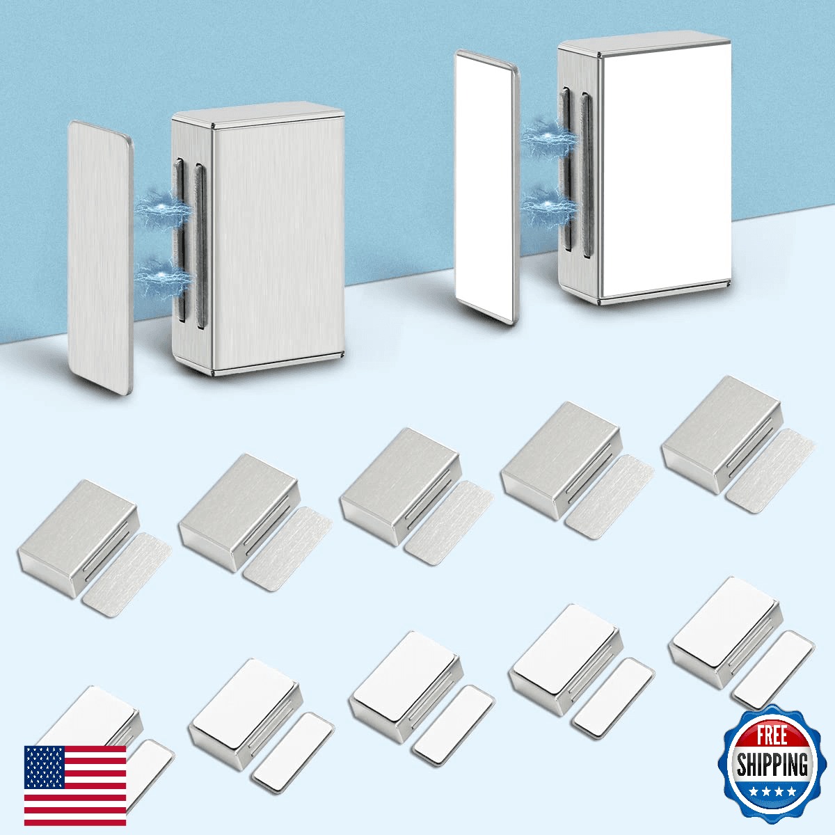 AOSITE 12-Pack Magnetic Door Catch, 17LB Adhesive Silver Cabinet Magnets No Hole - Image 1