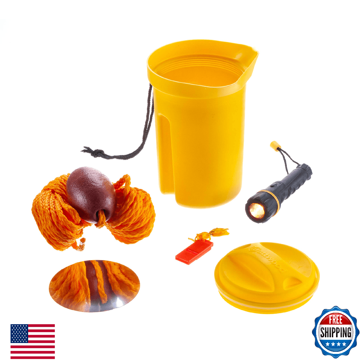 Attwood Bailer Safety Kit - Flashlight, Whistle, 50' Line, Mirror, Boat Emerg - Image 1