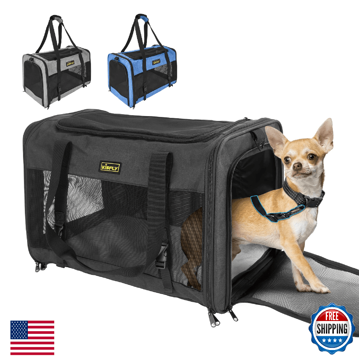Small Dog Carrier for Puppies, Rabbits, Cat Carrier Soft, Foldable Travel Bag, F - Image 1