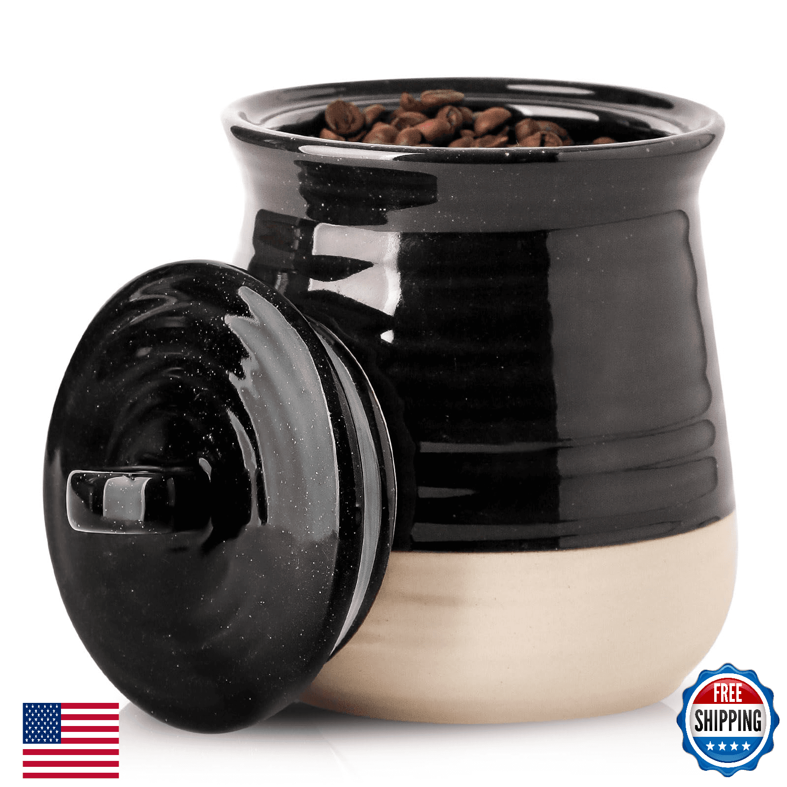 HASENSE Ceramic Food Storage Jar w/ Airtight Lid - Coffee, Tea, Cookie Container