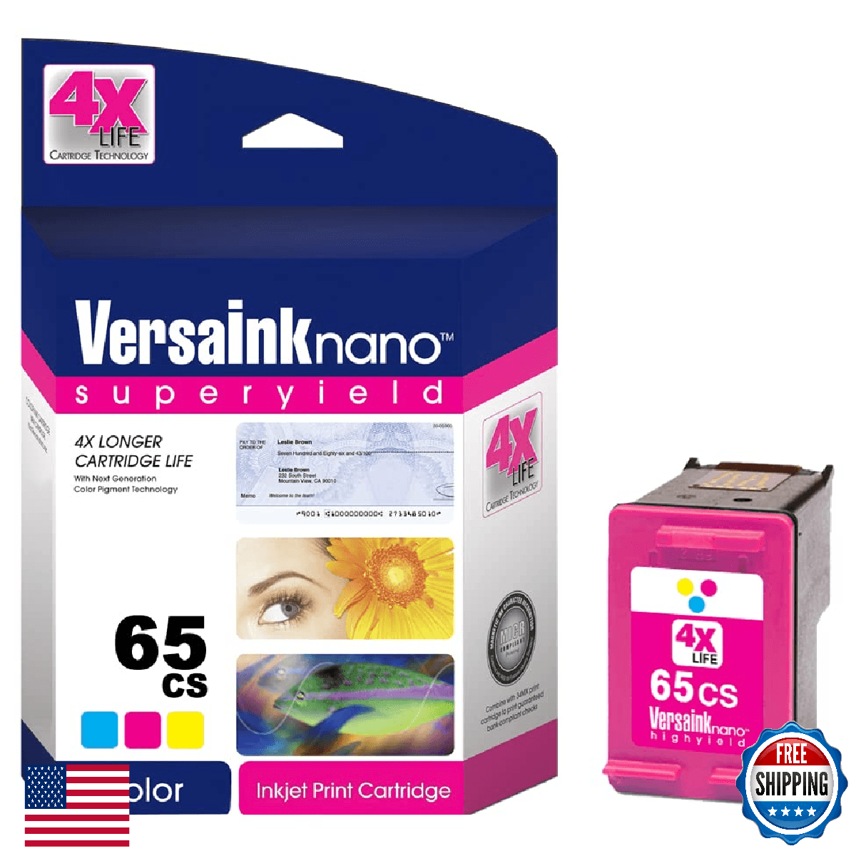 VersaInk-Nano 65 CS Tri-Color Ink Cartridge for HP DESKJET & ENVY - Image 1