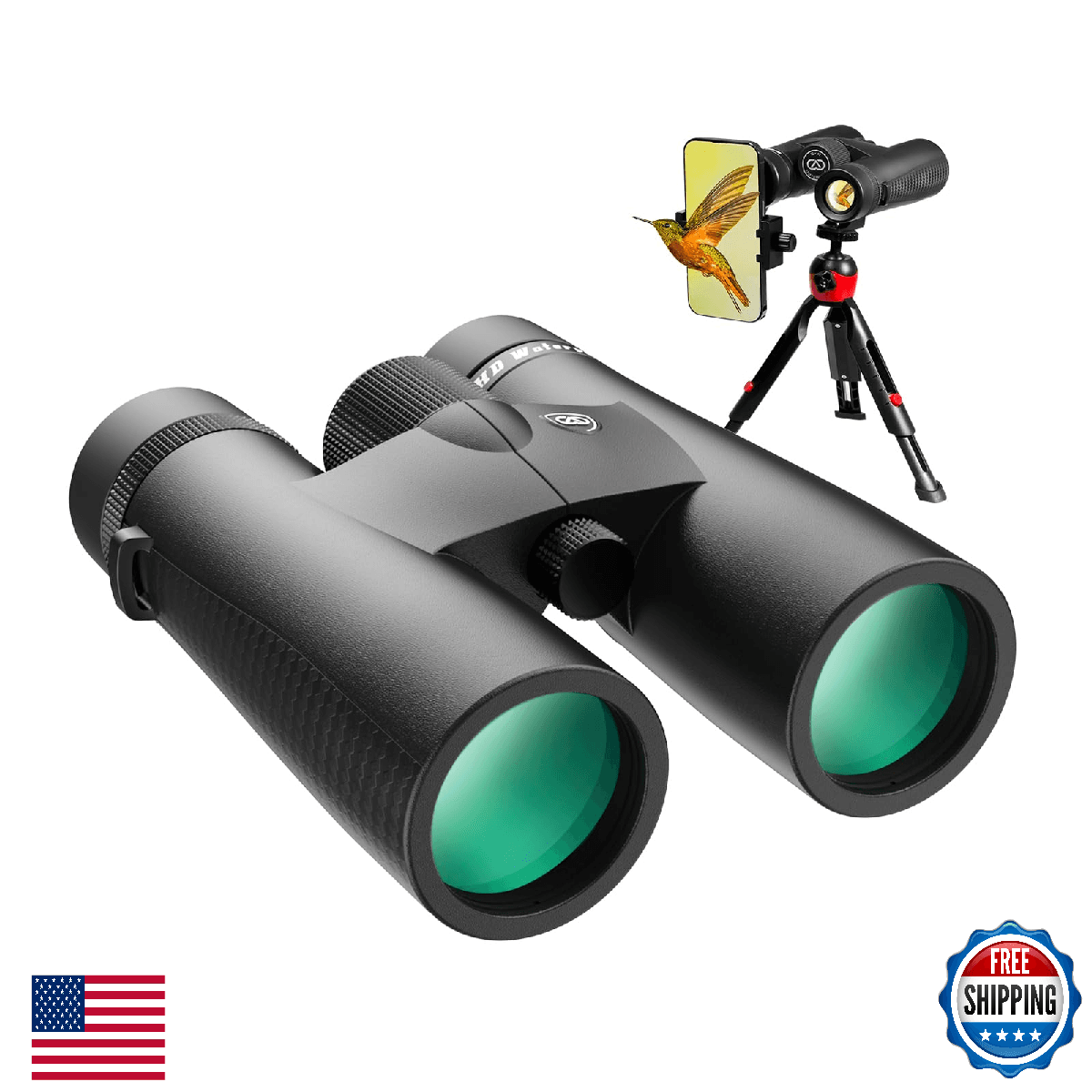 10x42 HD Binoculars for Adults, Phone Adapter & Tripod – Waterproof, Low Light - Image 1