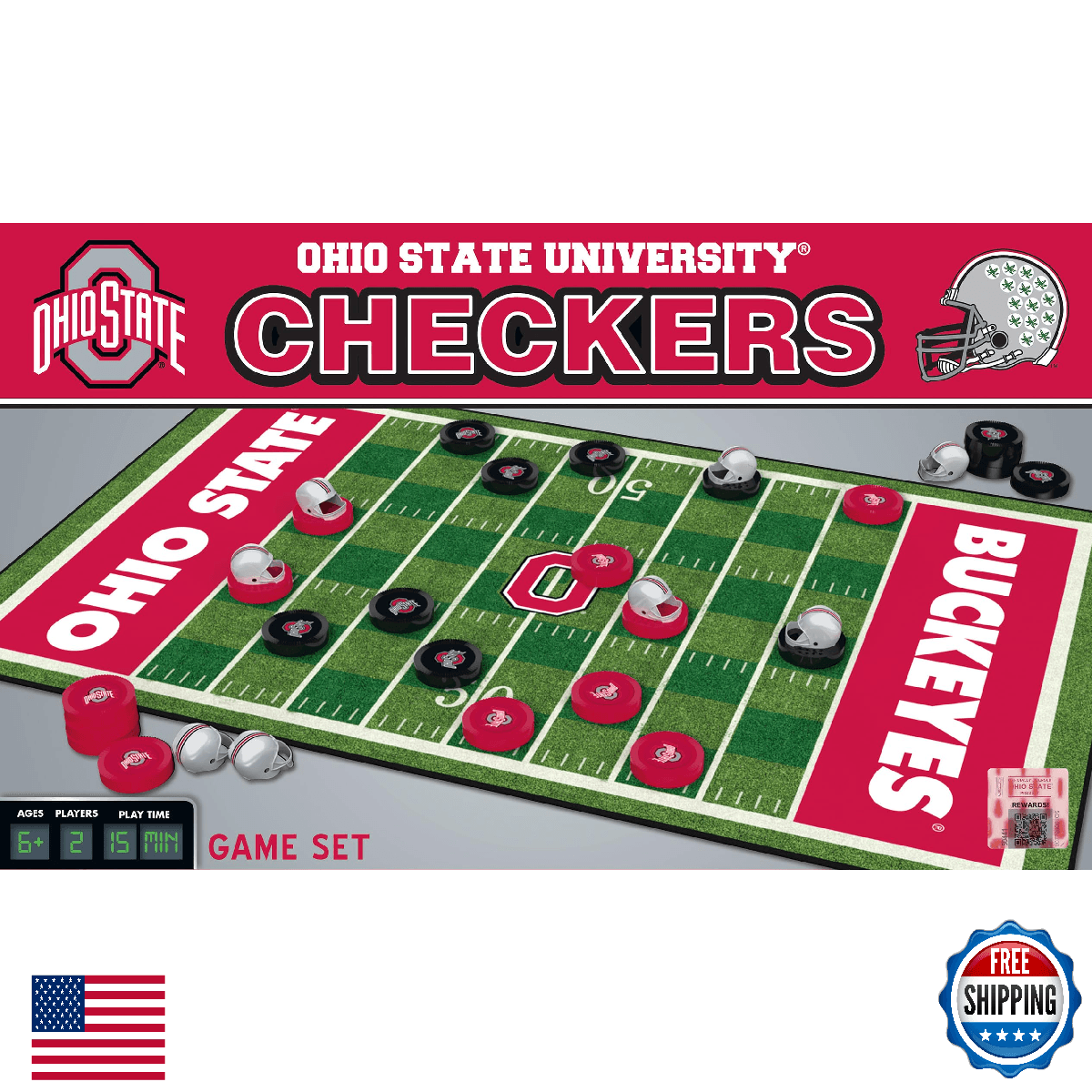 MasterPieces NCAA Ohio State Buckeyes Checkers Game - Officially Licensed - Image 1