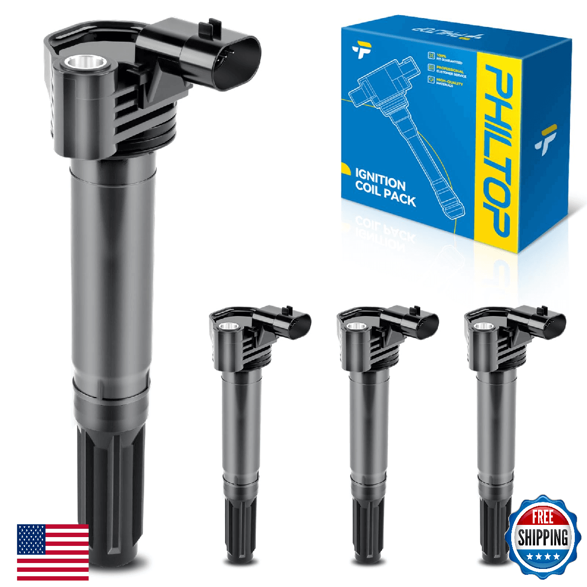 PHILTOP UF649 Ignition Coil Packs for 2012-2017 Fiat 500 1.4L - Image 1