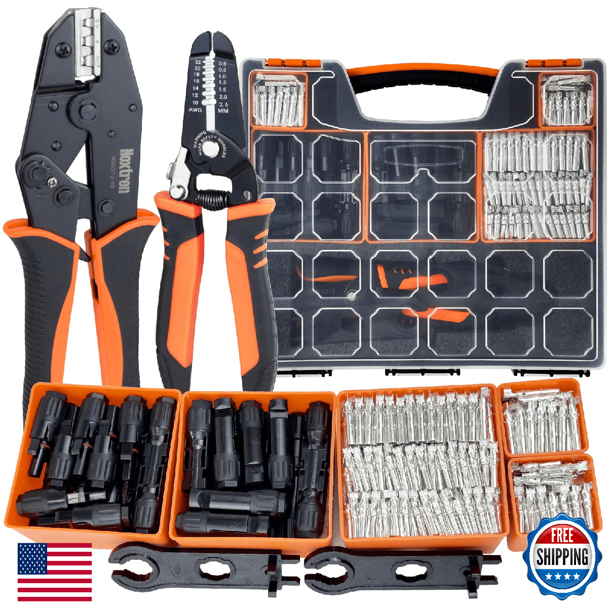 Noxtren 30PCS Solar Crimper Tool Kit Crimping Wire Stripper 25 Pairs Connectors - Image 1