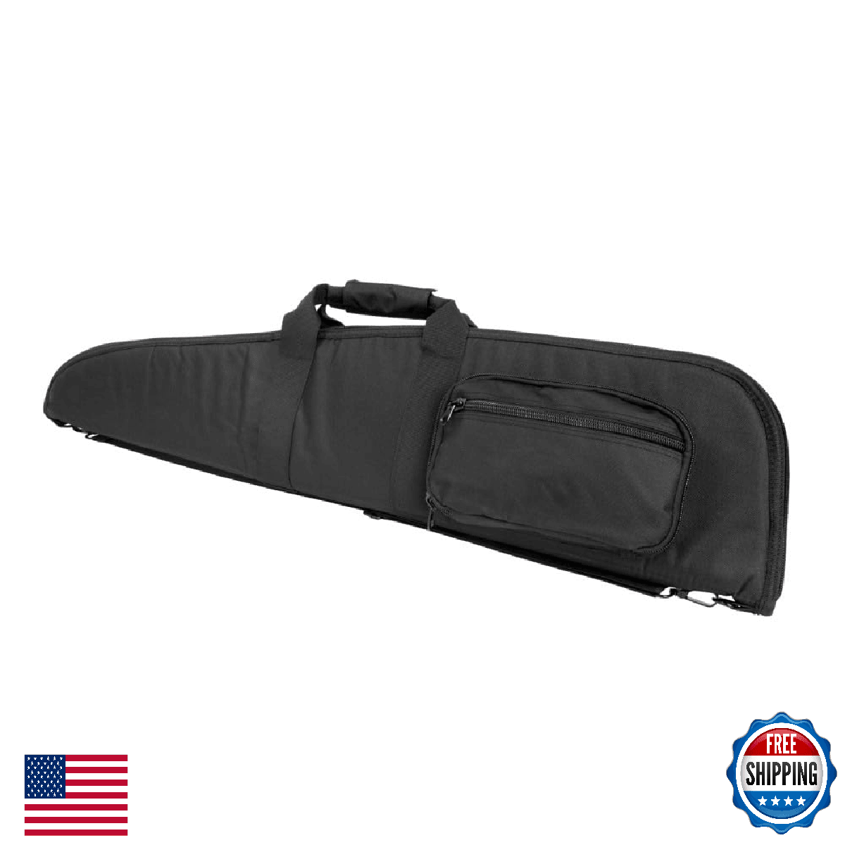 VISM NcSTAR Padded Tactical Rifle Shotgun Case w/Pouch, Black, 40" - Image 1