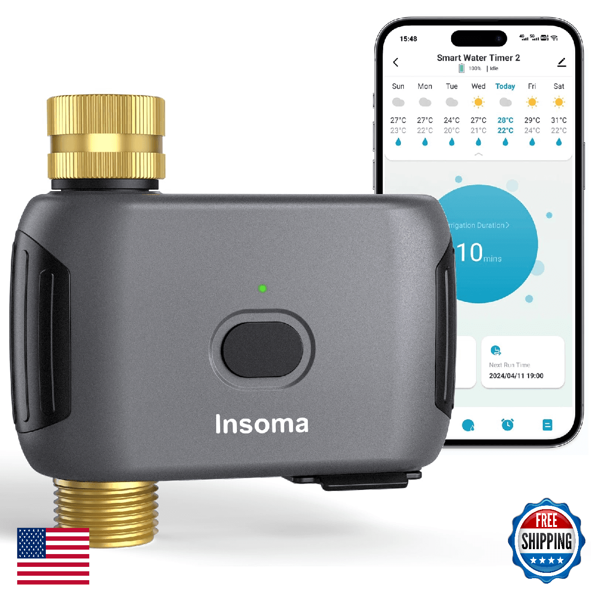 Insoma WiFi Water Timer for Garden Hose, Smart Sprinkler Timer, APP Remote Contr - Image 1