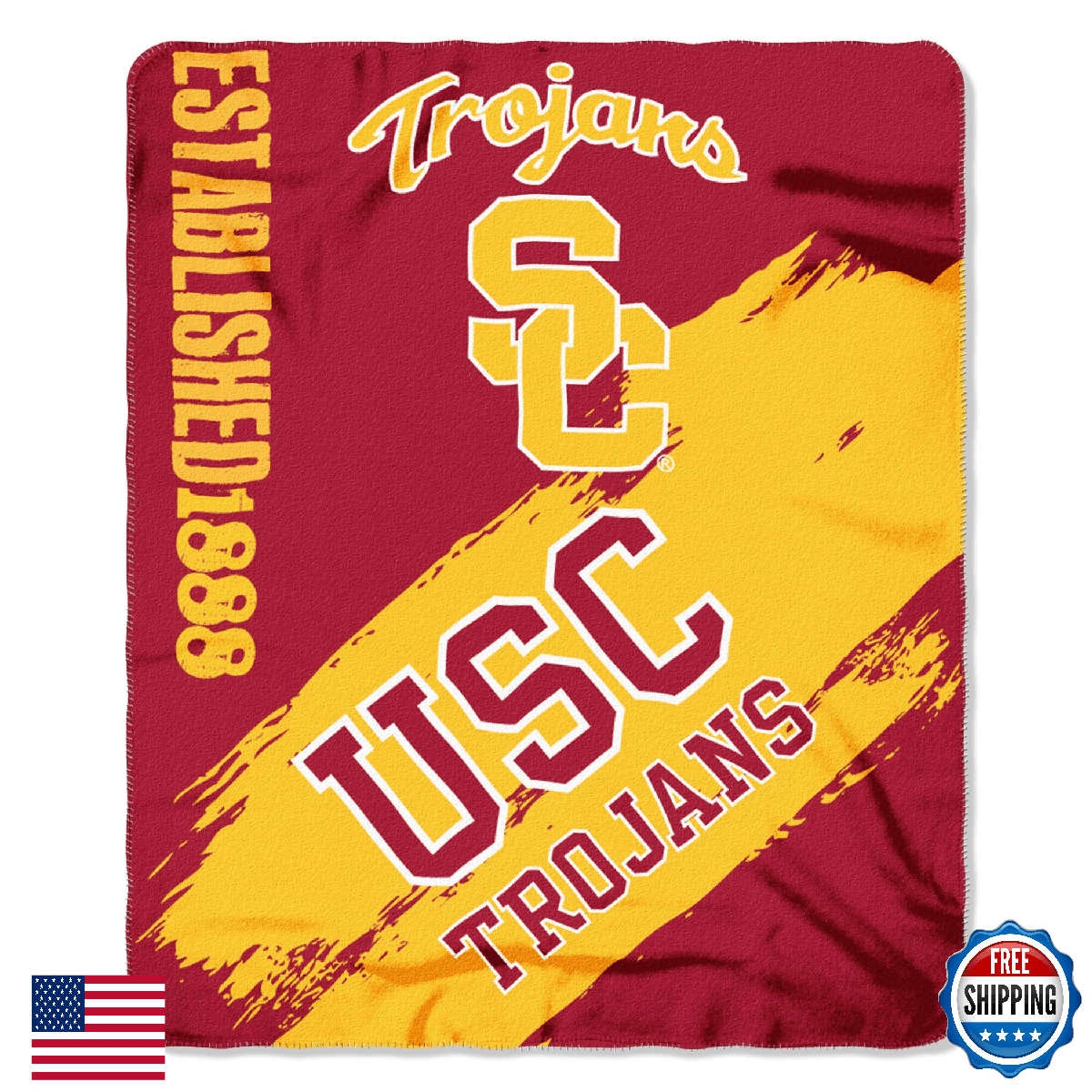 Northwest NCAA USC Trojans Painted Fleece Throw Blanket - 50" x 60" - Image 1
