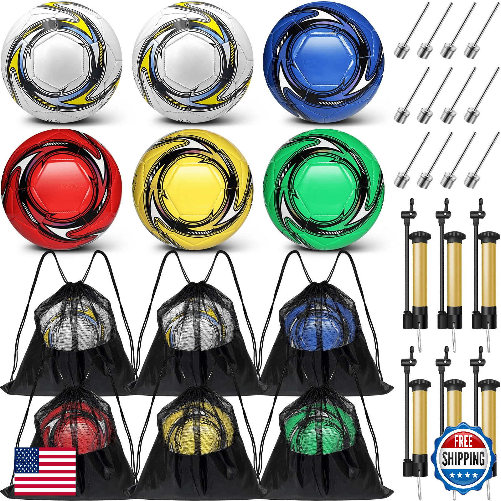 6 Pack Operation Deflated Christmas Soccer Ball with Pump for Child,Items Bulk D - Image 1