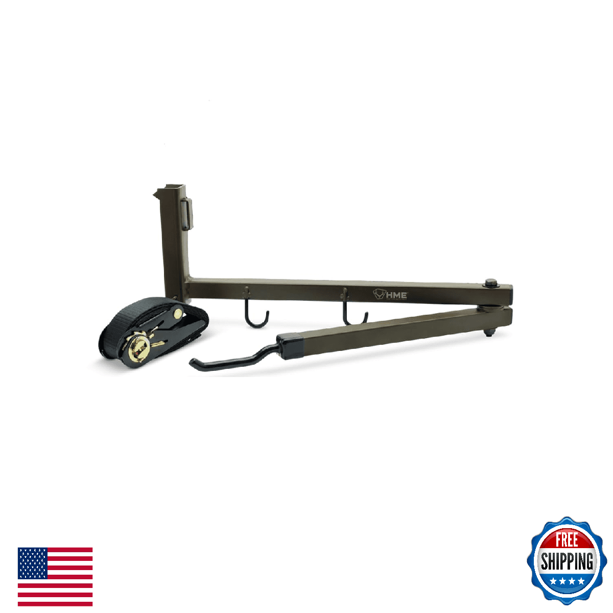 HME Better Bow Hanger Strap-On Tree Stand 2 Hooks Heavy-Duty 25" Extends - Image 1