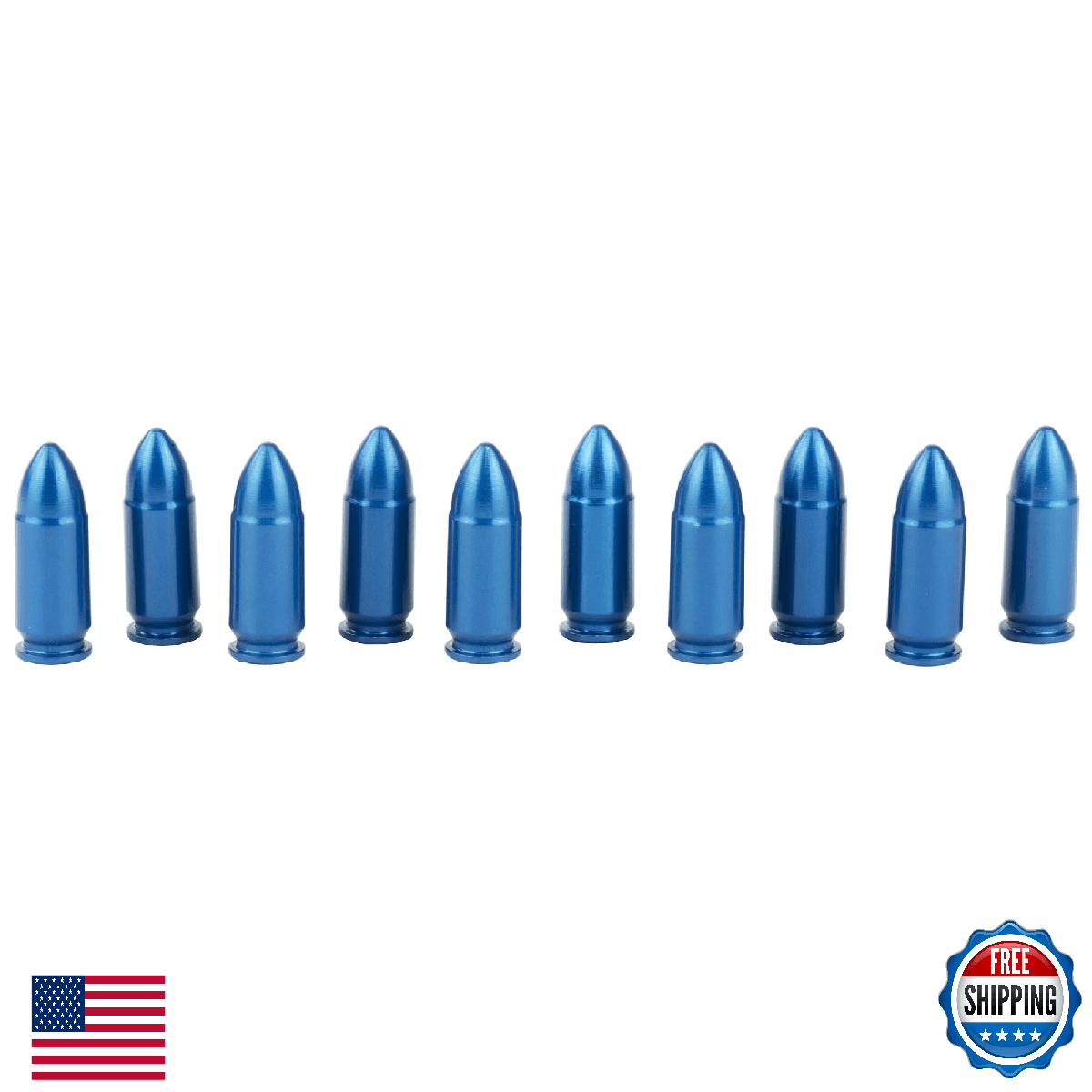 A-ZOOM 9MM Luger Snap Cap, Blue - 10 Pack Dummy Rounds for Training - Image 1