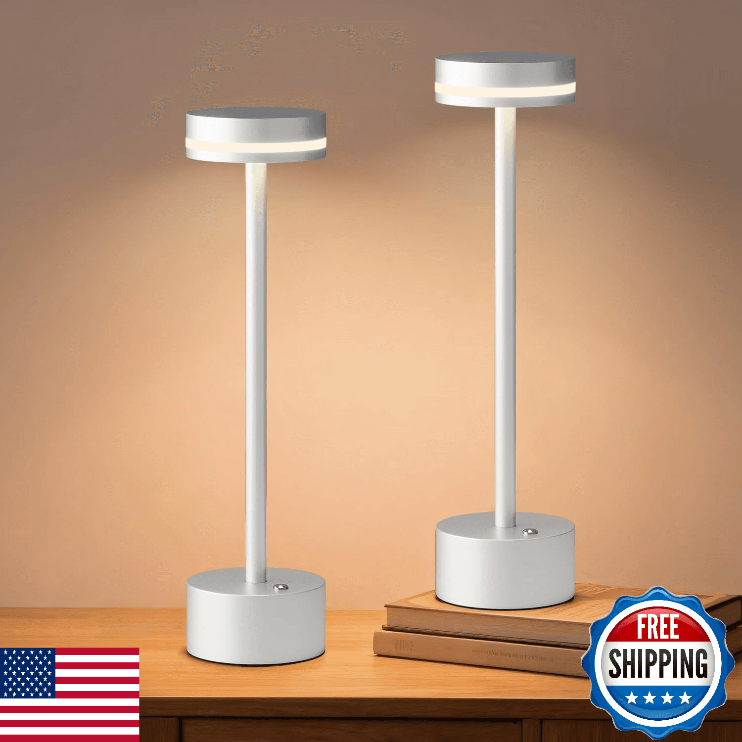 FUNTAPHANTA 2-Pack Modern Cordless Rechargeable Aluminum Touch Table Lamp - Image 1