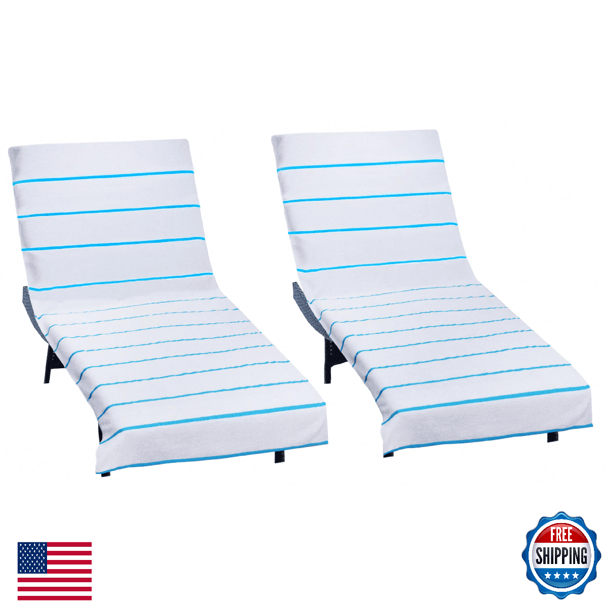 COTTON CRAFT Pool Lounge Chair Cover - 2 Pack Terry Towel Chaise Lounge Cover - - Image 1