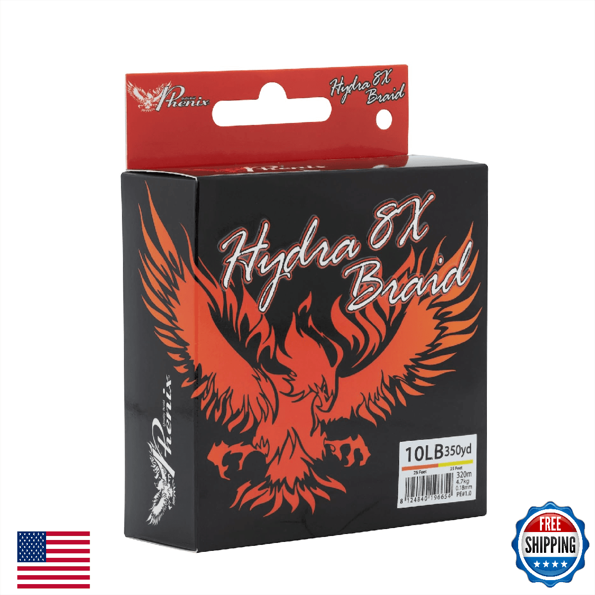 Phenix Rods X8 PE Orange Braid Fishing Line 30 LBS 350 YDS (320M) - Image 1