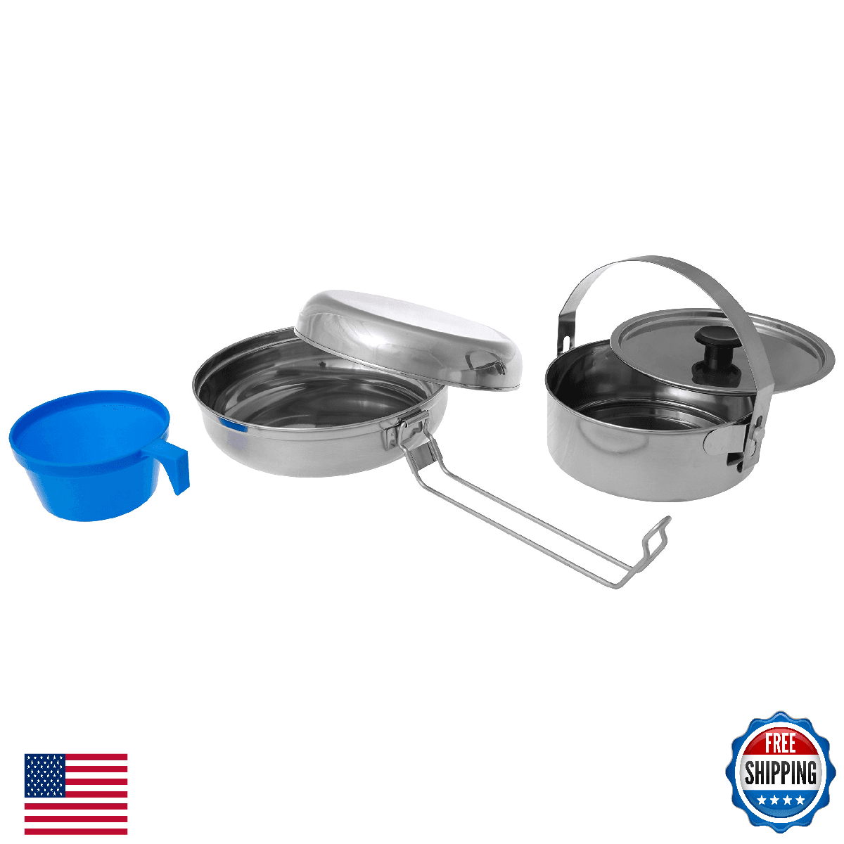 Olicamp Mess Kit - Lightweight Steel, Compact 6-Piece Cook Set - Image 1