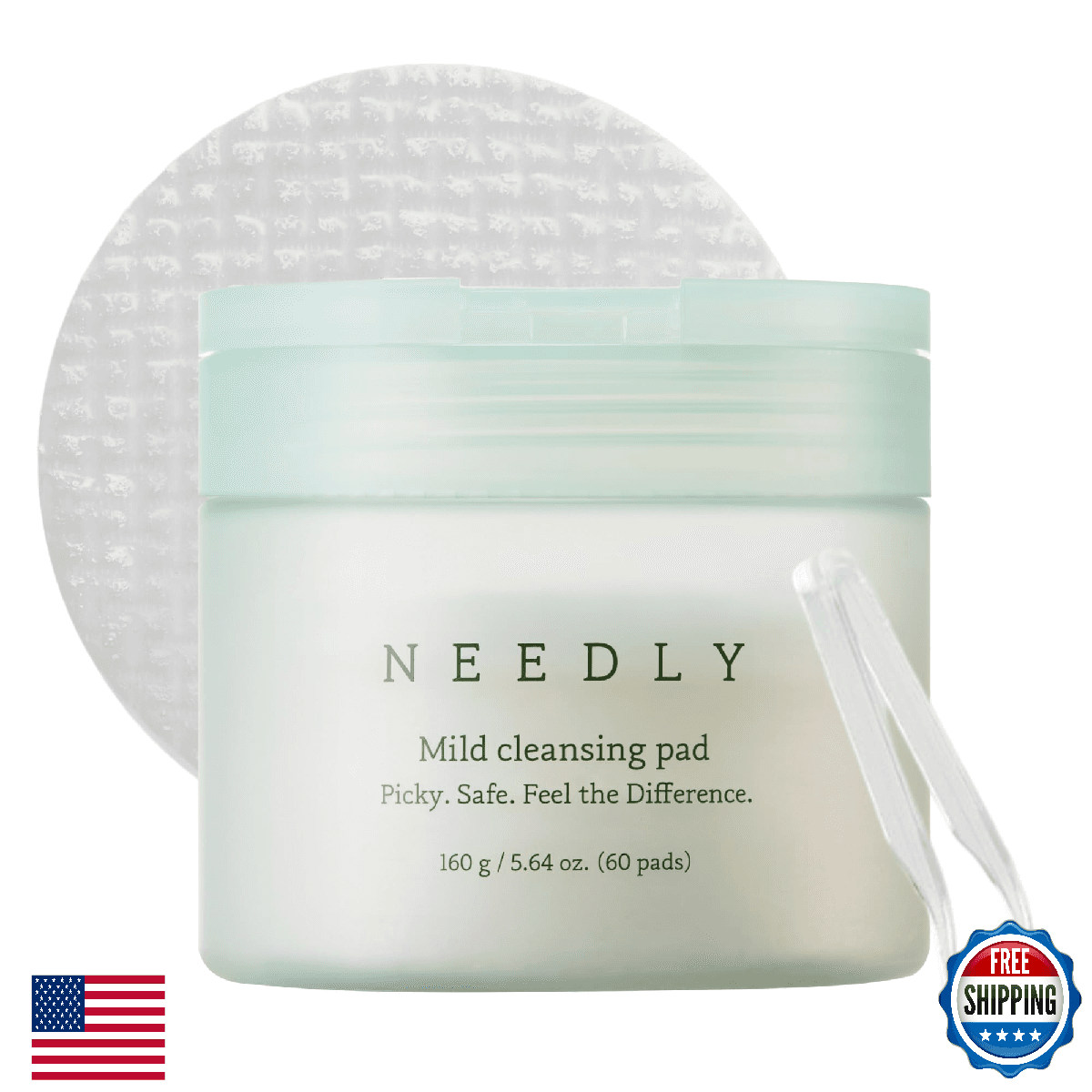 NEEDLY Mild Cleansing Pad: Makeup Remover for Sensitive Skin (60 Pads) - Image 1
