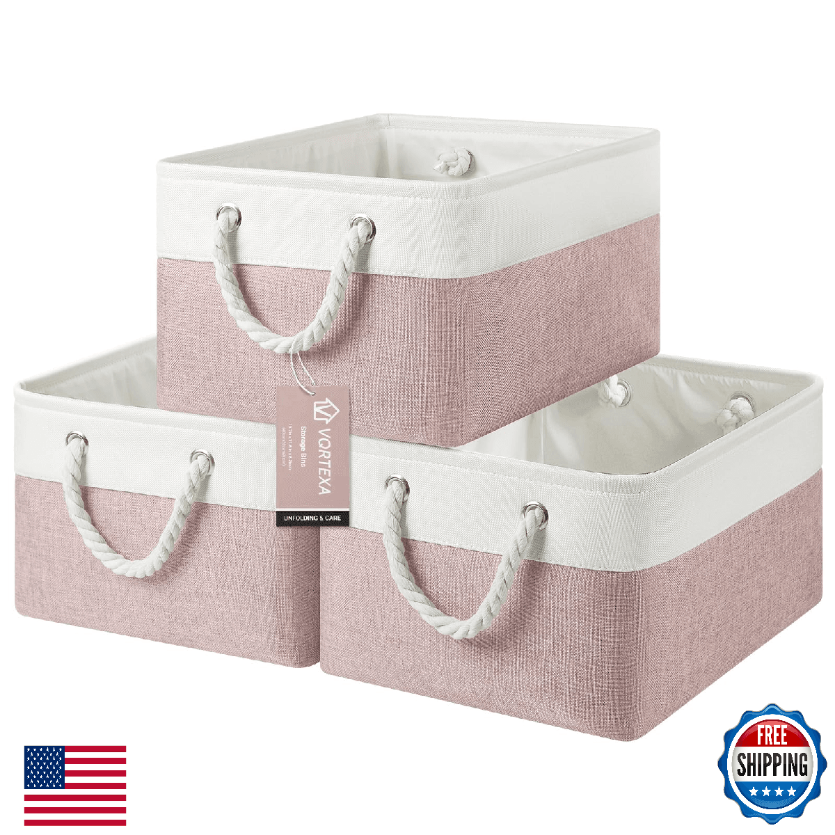 VQRTEXA 3-Pack Large Storage Baskets 15.7x11.8x8.26in Bins for Shelves - Image 1