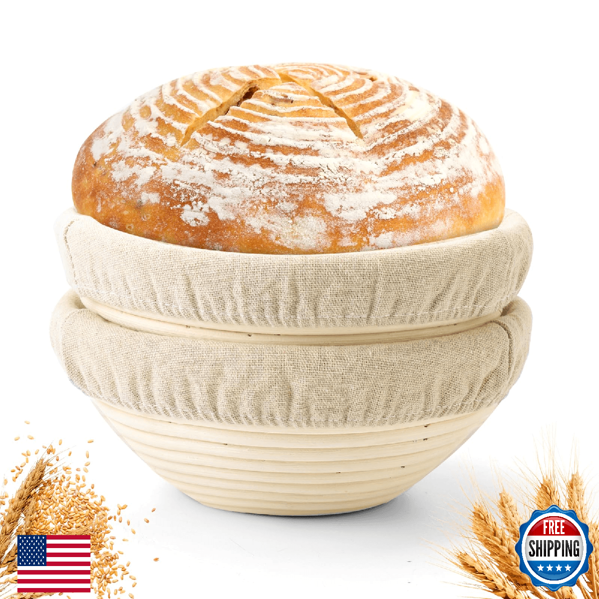 Yeatruojeet 2-Pack 8" Round Rattan Bread Proofing Baskets Dough Banneton Bowls - Image 1