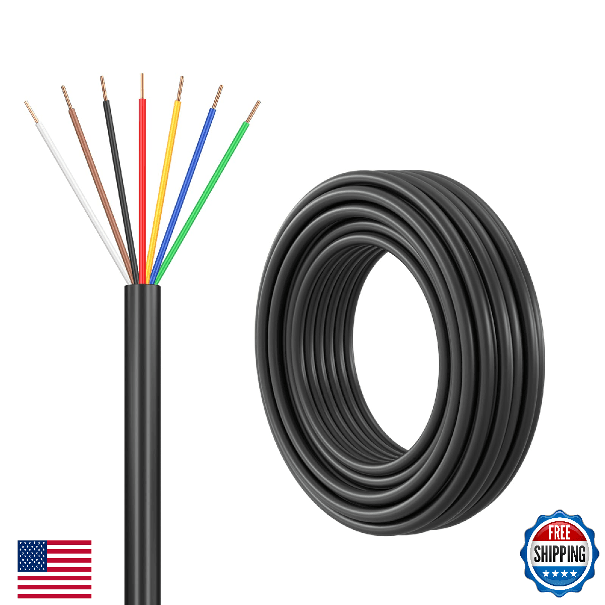 FIRMERST 18/7 Solid Sprinkler Wire for 6-Valve Systems, 30ft, Copper, UV Resista - Image 1