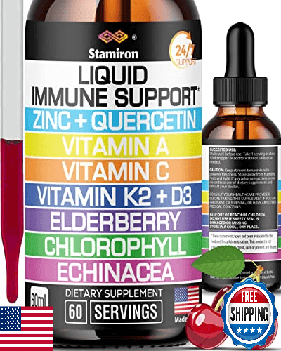 Zinc Quercetin Vitamin C D3 Liquid Immune Support A K2 Echinacea Cherry - Image 1