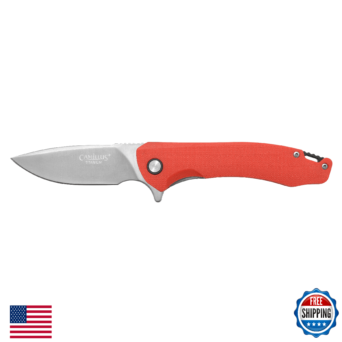 Camillus Scivik 8" Stainless Steel Folding Knife GFN Handle Pocket Clip - Image 1