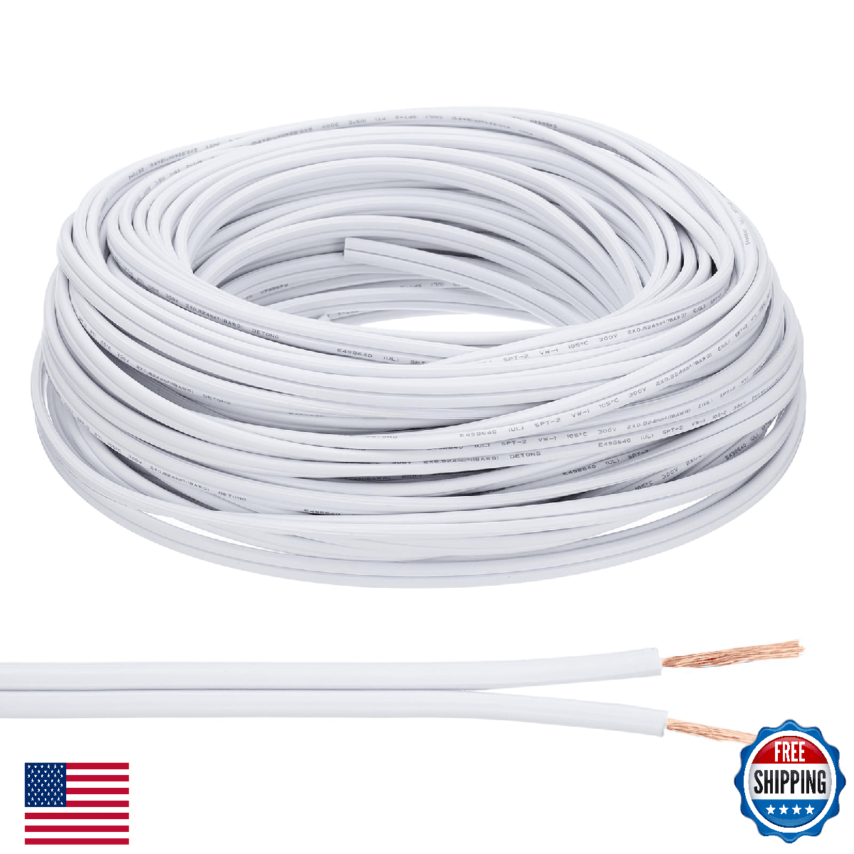 PATIKIL 100Ft 18/2 PVC Covered Wire, 300V SPT-2 Lamp Cord Insulated Heat Resista - Image 1